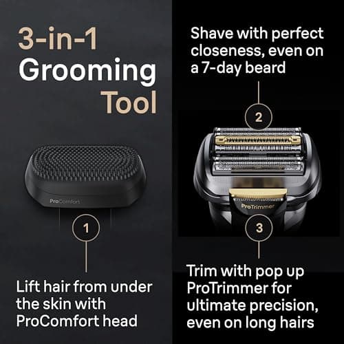 Braun Series 9 PRO+ Electric Razor for Men, 5 Pro Shaving Elements and Shave-Preparing ProComfort Head for Closeness & Skin Comfort, 6in1 SmartCare Center, Wet or Dry Shaver, Charging Stand, 9597cc 5