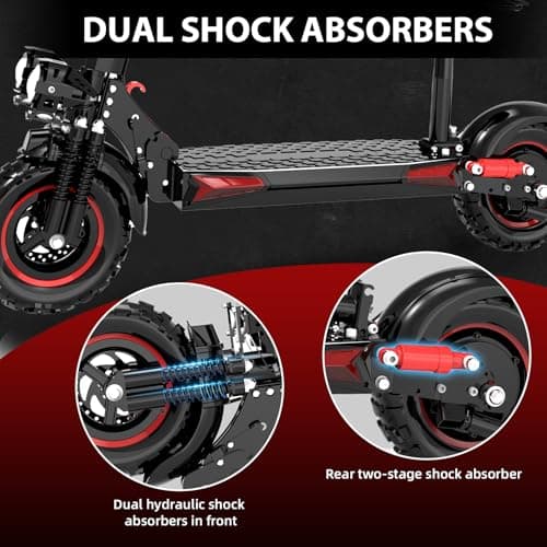 Electric Scooter Adults,11" Off-Road Tires,48V 18/21AH Big Battery,1200W Motor,34 Mph,34/37 Miles Long Range,Dual Braking System,Folding Commuter Electric Scooter (MAX-48V 18AH-1200W) 7