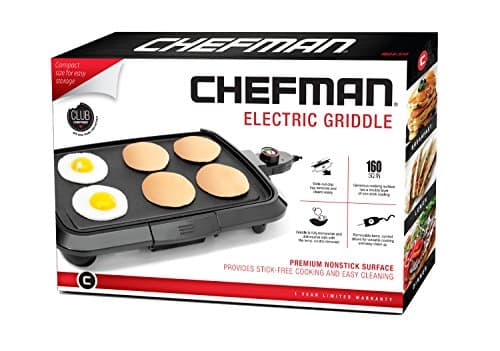 Chefman Electric Griddle, Fully Immersible and Dishwasher Safe Features, Adjustable Temperature Control Allows for Versatile Cooking and Removable Slide-out Drip Tray for Easy Cleaning, Black 8