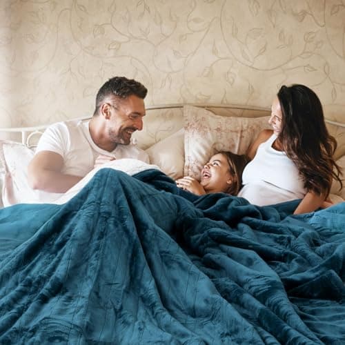 HOW'S MY HOUSE Heated Blanket 84" x 90", Dual Control Electric Blanket Queen Size with 10 Time Settings & 6 Heating Levels, Over-Heat Protection, Flannel Sherpa Super Cozy with ETL Certification, Blue 8