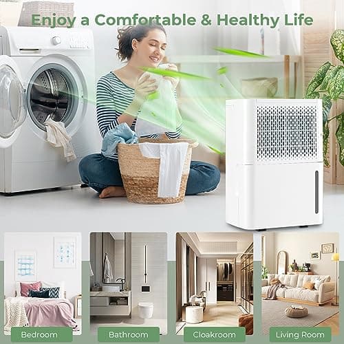 COSTWAY 2000 Sq. Ft Dehumidifier for Basement, 32 Pint Quiet & Energy Efficient Dehumidifier with Continuous/Drying/Auto Mode, 24H Timer, Drain Hose & Portable Handle for Bathroom Bedroom 8
