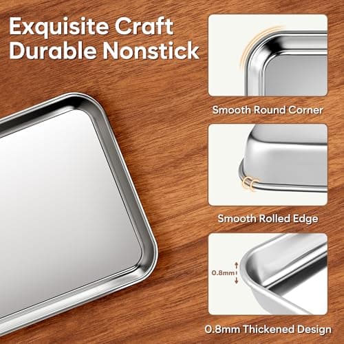 Stainless Steel Cookie Sheets Set of 3, 9/12/16 Inch Non Stick and Heavy Duty and Easy Clean 2