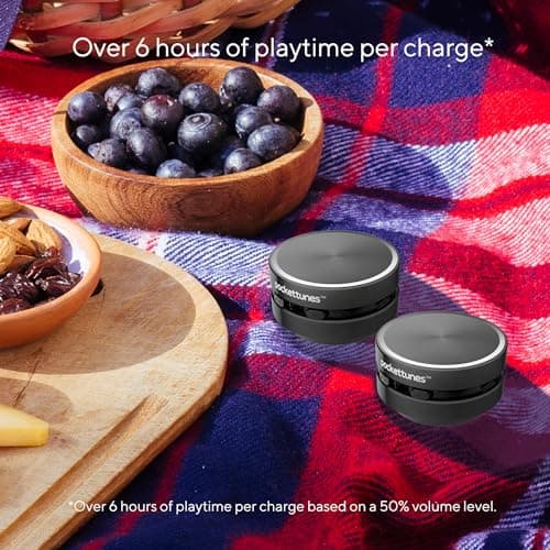 PocketTunes Bone‑Conduction Bluetooth Speakers – 2‑Pack Mini Wireless Speakers, Surface‑Amplifying Sound, True Wireless Stereo, USB‑C Rechargeable, Portable 7
