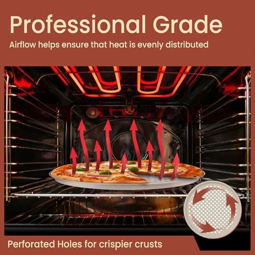 Bakken Pizza Baking Pan - Round Perforated Carbon Steel Pan with Non-Stick Marble Coating, Oversized Silicone Handle, Dishwasher Safe, High-Temperature Resistant, Durable & Easy Cleanup White, 1 Pack 6