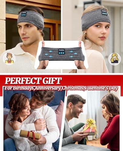 Perytong Sleep Headphones Wireless, Bluetooth Sports Headband Headphones with Ultra-Thin HD Stereo Speakers Perfect for Sleeping,Workout,Jogging,Yoga,Insomnia, Air Travel, Meditation (Grey) 8