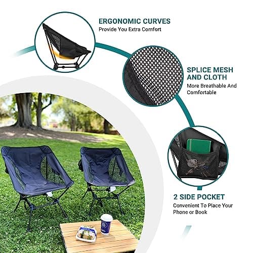 ATEPA Backpacking Chair, Ultralight Folding Portable Small Camping Chairs for Adults Compact Foldable Beach Seat with Anti-Sinking Feet & Aluminum Frame for Outdoor Hiking Travel Fishing, Black 7