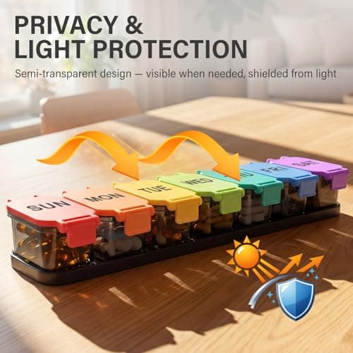 Extra Large Weekly Pill Organizer - Waterproof 7-Day Pill Box, Portable Vitamin & Supplement Case, Easy to Open Design, Ideal for Travel and Daily Medication Management 5