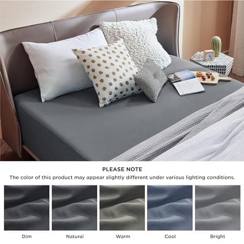Bedsure Fitted Sheet Queen Size Only - Brushed Microfiber Bed Sheets, Ultra Soft & Breathable, Fade Resistant & Easy Care (Grey, 60x80+16 Inches, 1 Piece) 6