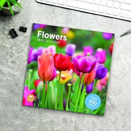 2025 Flowers Monthly Wall Calendar by Bright Day, Includes Over 300 Stickers, 12 x 12 Inch 6