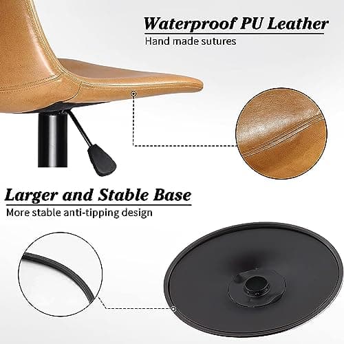 Waleaf Adjustable Swivel Bar Stools Set of 4, Counter Height Bar Stools with Back, 350 LBS PU Leather Bar Stool for Kitchen Island,Upholstered Pub Stools with Footrest, Armless Dining Chairs for Bar 4