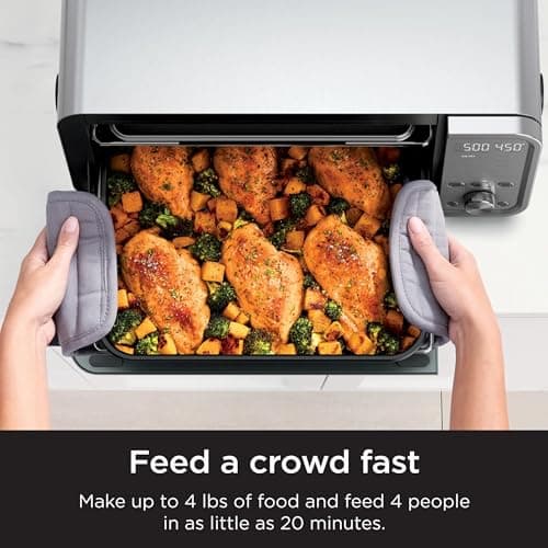 Ninja FT405CO 10-in-1 Digital Air Fry Oven with Extra Large Capacity, Flip Up and Away, Stainless Steel Body, and Temperature Control (Renewed) 6