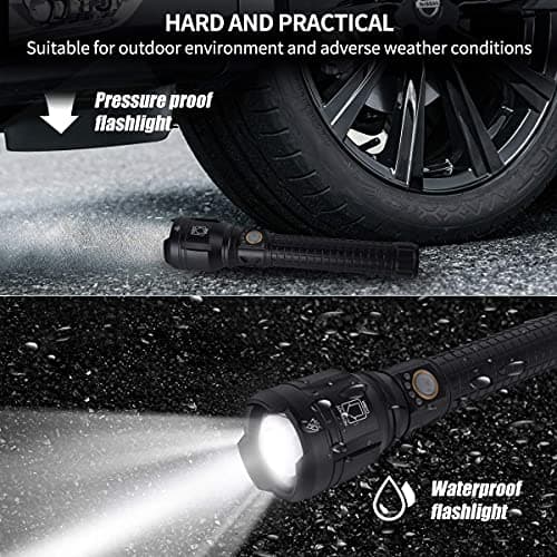 LBE Rechargeable Brightest LED Flashlight, 90,000 High Lumens Super Bright Powerful Flashlight with 5 Modes, IPX7 Waterproof Handheld Large Flash Light for Emergencies Camping 7