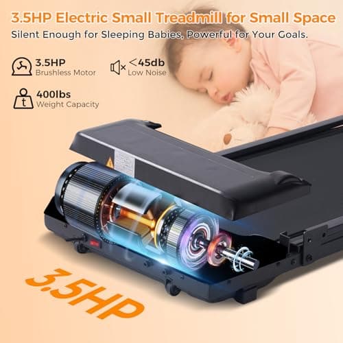 Walking Pad Treadmill with Handle Bar, 3.5HP Compact Portable Foldable Walking Pads Treadmill with Handles, Electric Small Treadmills for Home Office Apartment, LED Display, 400 LBS Capacity 7