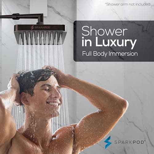 SparkPod Shower Head - High Pressure Rain - Premium Quality Luxury Design - Easy Clean Adjustable Replacement for Your Bathroom Shower Heads (Vintage Oil Rubbed Bronze, 6 Inch Square) 6