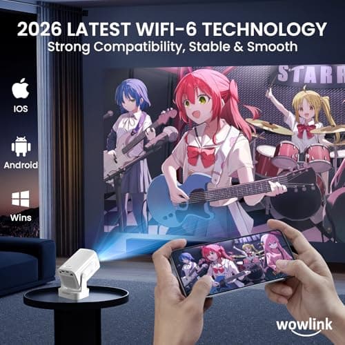 Projector [Auto Focus & 1080P Native & Bulit-in Apps] Projector 4K Support Auto Correction WiFi 6 Bluetooth 5.4 Mini Portable Projector Compatible with HDMI/TV Stick/Memory Stick/Laptop, White 6