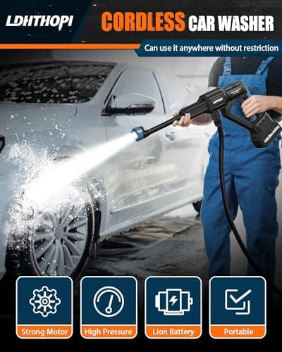 LDHTHOPI 6-in-1 Cordless Pressure Washer, 970PSI Cordless Pressure Washer 4.0Ah Battery Powered, for Car, Garden, Yard, Deck 5