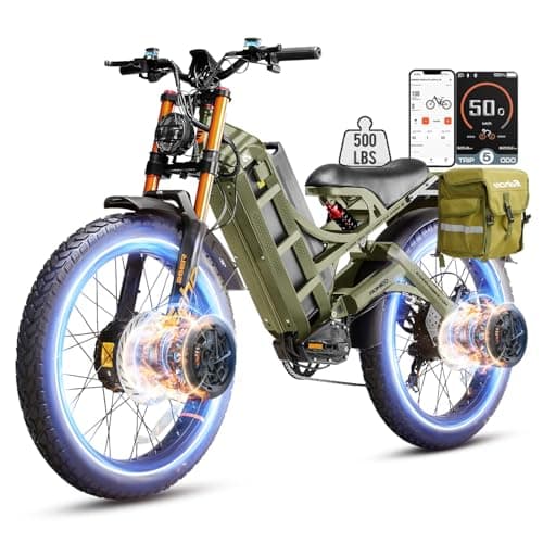 eAhora Adults Romeo Pro 3 Electric Bike - 50MPH 5600W Dual Motor 60V 80AH 250Miles Long Range Ebike for Adults, 26" * 4.0 Fat Tire Fast Electric Mountain Bike Full Suspension Off-Road E-Bike
