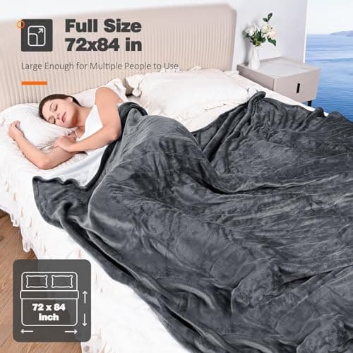 Heated Electric Blanket Full- Super Soft Double-Sided Heating Blanket, 6 Heat Settings, 10 Hours Auto Off, ETL and FCC Certification Fast Heating Electric Throw, Machine Washable, 84 x 72''(Grey) 5