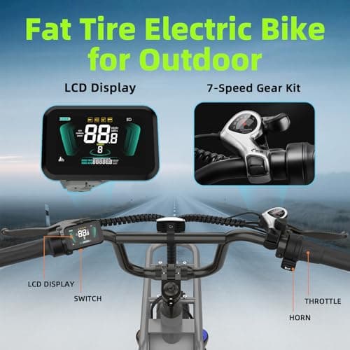 Fat Tire Electric Bike for Adults 20" Ebike 1800W Motor E Bike 28 MPH Electric Bicycle 90 Miles Long Range 7 Speed Commuter Ebikes with 48V Removable Battery Front Fork Suspension (White) 7