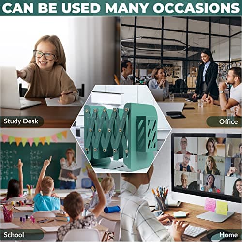 Auxu Adjustable Desk Storage Bookends with Pen Stand Holder – 2-in-1 Bookend and Pen Stand – Telescopic Design – Expands Up to 20” – Multipurpose and Versatile – Desktop Accessory 7