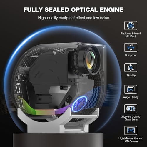 [Built-in -Apps] 270°Adjustable Smart Mini Projector with WiFi and Bluetooth, Portable Movie Projector with Android TV, Auto Keystone Correction, Smal Video Projector for Home, Bedroom, Outdoor Use 6