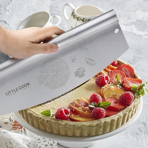 14" Pizza Cutter, Little Cook Ultra Sharp Stainless Steel Pizza Cutter Rocker with Cover, Pizza Knife Slicer for all Types of Quesadillas, Flatbreads, Brownies, Dishwasher Safe 7