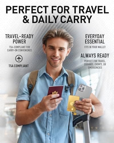 AquaVault ChargeCard – Ultra Slim Emergency Power Bank (2300mAh) – Fits in Wallet – USB-C & Micro-USB – Durable Steel Body – Flight-Safe for iPhone 12-17 & Android - Gold 5