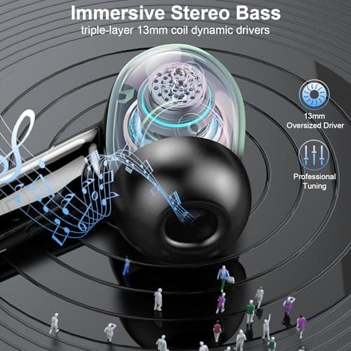 Wireless Earbuds, Bluetooth 5.4 Headphones with 4 ENC Noise Cancelling Mic, in Ear Earbuds IP7 Waterproof, 45Hrs Playtime Wireless Headphones HiFi Stereo Deep Bass, Bluetooth Earphones for Android iOS 3