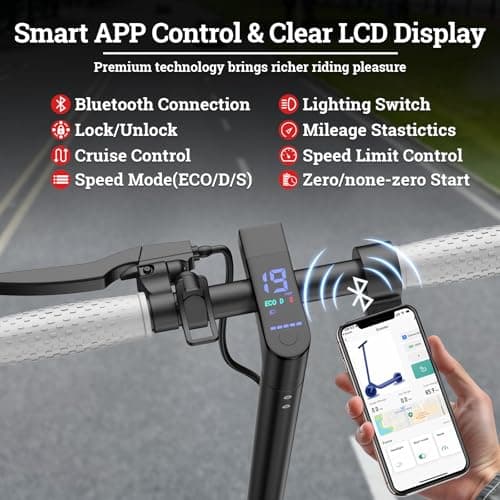 Qlaway Electric Scooter - Top Speed 19 MPH, Max 15 Miles Ranges, 8.5" Solid Tire, Powerful 350W Motor, Load 264LBS, Aluminum Alloy Foldable Commuting Escooter for Adults & Teens 6