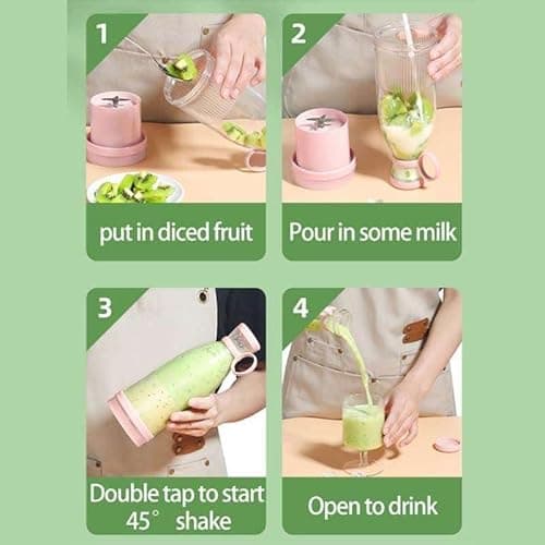 Personal Size 12.8 oz Blender for Smoothies, USB charging, Rechargeable Mixers Fresh Fruit Juicers, Bottle Shape Mini Electric Blender for Office,Sports,Outing,Travel 4