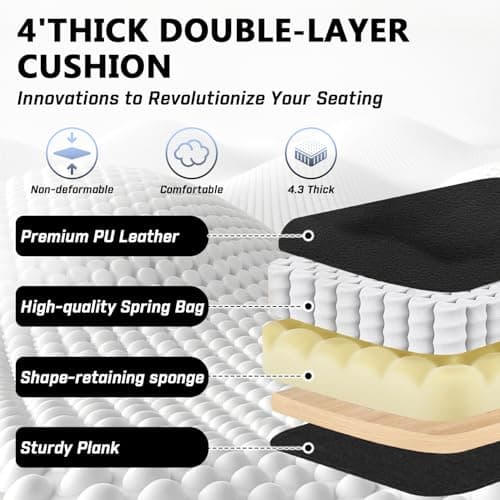 400lbs Executive Office Chair with Foot Rest for Heavy People, Ergonomic Big and Tall Desk Chair with Adjustable Headrest, High Back PU Leather Comfy Heavy Duty Computer Chair with Spring Cushion 5