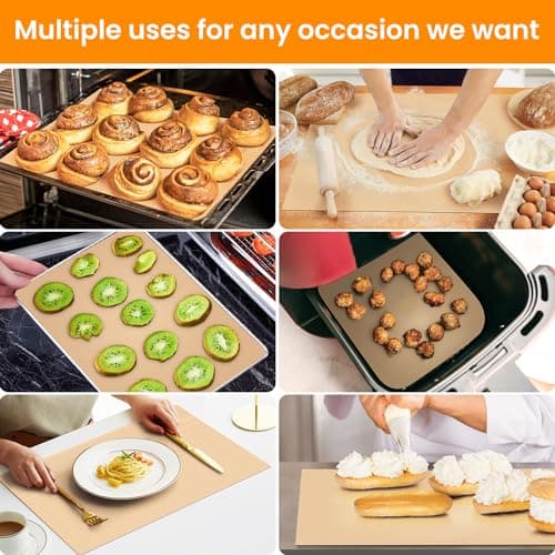 Silicone Baking Mat Roll - Best German Silicone - Heat Resistant Baking Macaron Bread Mat, Non-stick Pastry Mat, Reusable Dough Rolling Mat, Non Slip Countertop Protector Mat, Counter Mat, Oven Mat 6