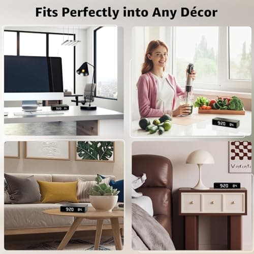 Digital LED Alarm Clock with Wireless Charging, 15W Fast Wireless Charger for Smart Phone for iPhone/Samsung, NightTime Mode Adjustable Brightness Snooze, Clock for Bedroom, Living Room, Office, Black 5