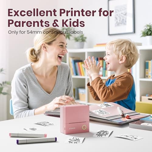 ETIKEZ Sticker Printer, PM290C Portable Mini Printer, Inkless Bluetooth Sticker Maker with 3 Rolls Paper, Impresora Portátil for Notes, Journal, DIY, Gift, Print Pod for School/Office/Home, Pink 6
