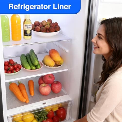 PABUSIOR Clear Cabinet Shelf Liner: Waterproof Bathroom Drawer Mat 17.7 x 96 Inch - Protector Kitchen Cupboard Liners for Closet Pantry Shelves - Easy to Cut Translucent Refrigerator Mats 4