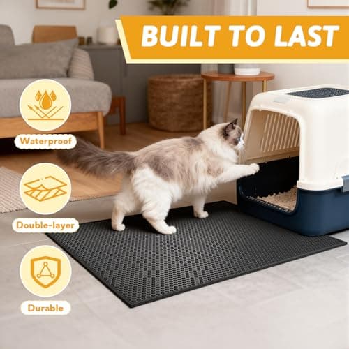 Pieviev Cat Litter Mat Double Layer Waterproof Urine Proof Trapping Mat 1 Pack (Black, 30x24 Inch (Pack of 1)) 7