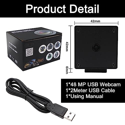 MMlove 8K USB Camera 48MP Webcam 4K 30FPS High Speed Autofocus Lightburn Camera with 70 Degree No Distortion Lens Industrial Security Wabcam for Skype/Zoom/FaceTime/Hangouts,PC/Laptop/Raspberry Pi 7