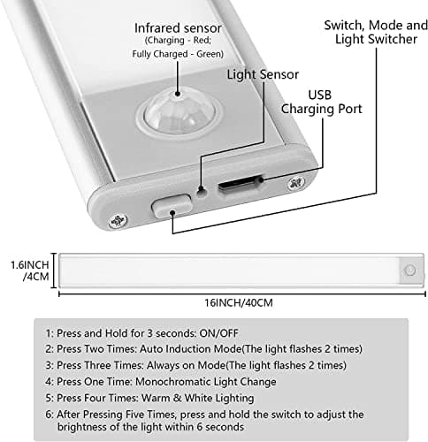 HOMMPA Auto Led Nightstand with High Gloss Drawer White Nightstand Led Bedside Table with Metal Frame Modern Led Night Stand Table with 3 Color Magnetic Infrared Sensing LED Light/Adustable Brightnes 5