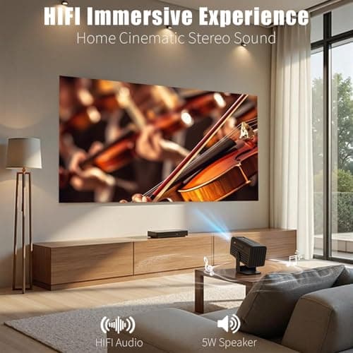 Mini Projector with WiFi and Bluetooth, 1080P Supported Smart Projector with Built in Apps, Outdoor Movie Projector 150" Display, Auto Keystone，Short focal length Projector. 6