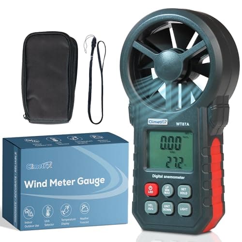 Digital Handheld Anemometer for Wind Speed, Temperature & Wind Chill - Wind Speed Meter, Handheld Wind Meter, HVAC Airflow Meter, Hand Held Wind Gauge for Outdoor Sailing, Shooting, Drone, Golf & Kite