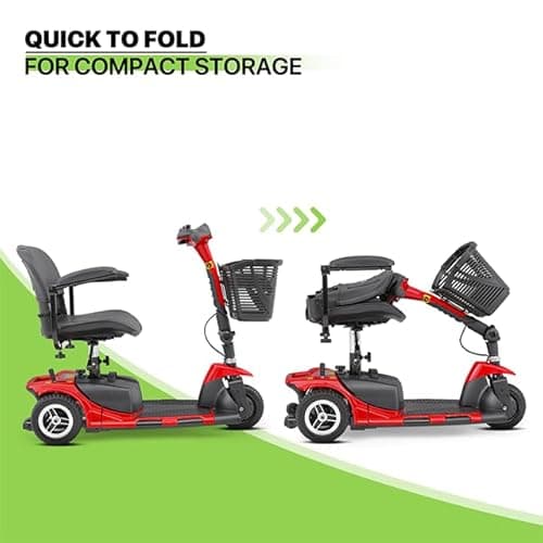 Magshion Folding Mobility Scooter for Adults and Seniors, Foldable Heavy-Duty All-Terrain, 3-Wheel (Red) 14