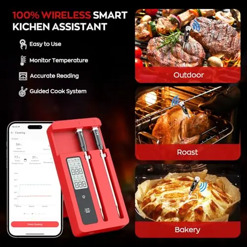 Meat Thermometer Digital, Instant Read Meat Thermometer for Grill and Cooking, Waterproof Food Thermometer for Kitchen and Outside, BBQ, Turkey, Candy, Liquids, Beef 6