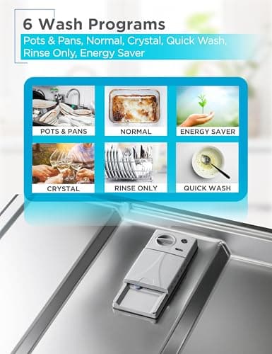 BLACK+DECKER 24" Built-In Dishwasher, Designer Series, 12-Place Setting Capacity with Stainless Steel Tub, Dish Washer with 6 Wash Programs, Low Noise, ENERGY STAR Certified, BDW300MHS 5