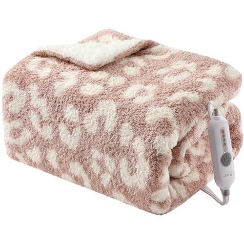 GarveeHome Electric Blanket Heated Throw, Heated Blanket Soft Double Sherpa Super Cozy with 4 Heating Levels & 4 Hours Auto Off, Over-Heat Protection, Machine Washable, ETL Certification, Pink 50"x60"