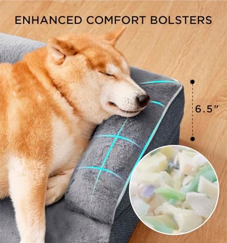 MADE 4 PETS Orthopedic Dog Bed for Large Dogs, Supportive Foam Big Large Pet Bed Sofa with Washable Removable Cover, Waterproof Dog Couch Bed, Non-Slip Bottom and Egg-Crate Foam, Grey 2