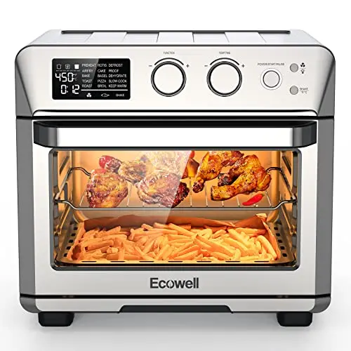 ECOWELL Air Fryer 26.4QT Chicken Fryer, 15-in-1 Air Fry/Roast/Bake/Dehydrate/Broil/Reheat, Precision 150-450°F Heating, 85% Less Oil Healthier Cooking, Dishwasher-Safe Basket & Plate for Home