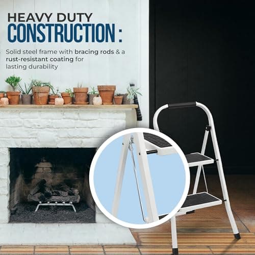 Simpli-Magic Step Ladder, 2 Step Stool Ergonomic Foldable with Wide Anti-Slip Pedal, Multi-Use for Household, Kitchen and Office (300 LBS Capacity) 2