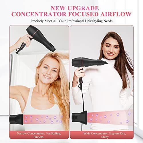 WADODO Ionic Hair Dryer, 2200W Professional Blow Dryer Fast Drying Travel AC Motor Constant Temperature Low Noise Ion Dryers Curly Care Hairdryer Blowdryer for Women Men 6