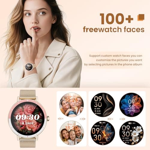 KEEPONFIT Smart Watches for Women Android/iPhone, IP68 Waterproof Fitness Tracker with Bluetooth Calls(Answer&Make), Activity Pedometer/Heart Rate/SpO2 Monitor/100+ Sports Model 7