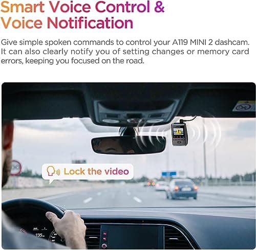 VIOFO Dash Cam A119 Mini 2, STARVIS 2 Sensor, 2K 60fps/HDR 30fps Voice Control Car Dash Camera with 5GHz Wi-Fi GPS, Night Vision 2.0, 24H Parking Mode, Supercapacitor (SD Card Not Included) 7